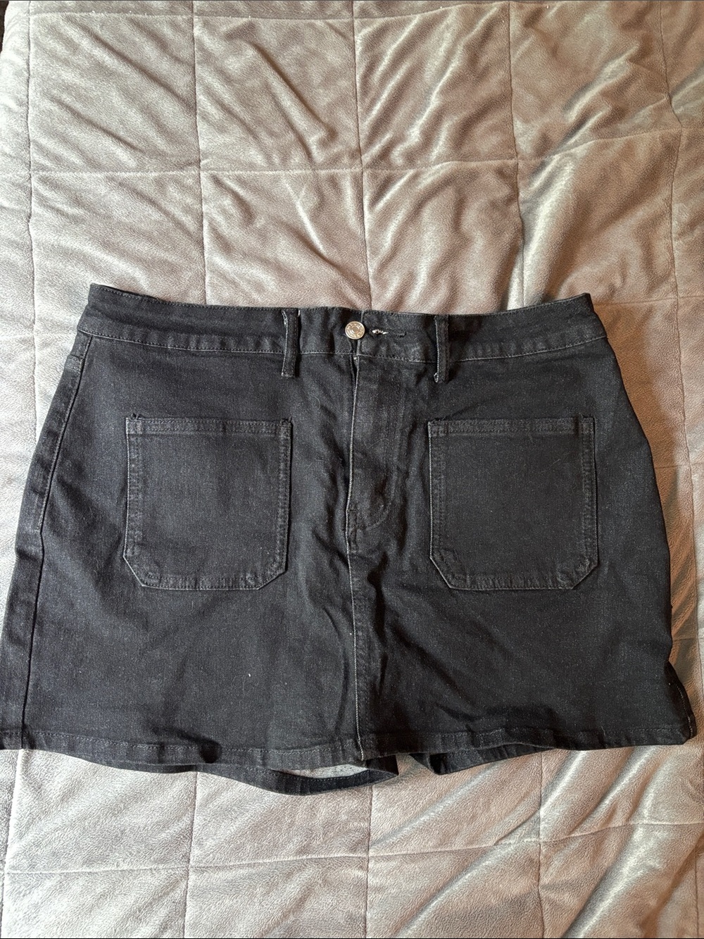 Black Denim Women's Skort with Front Patch Pockets